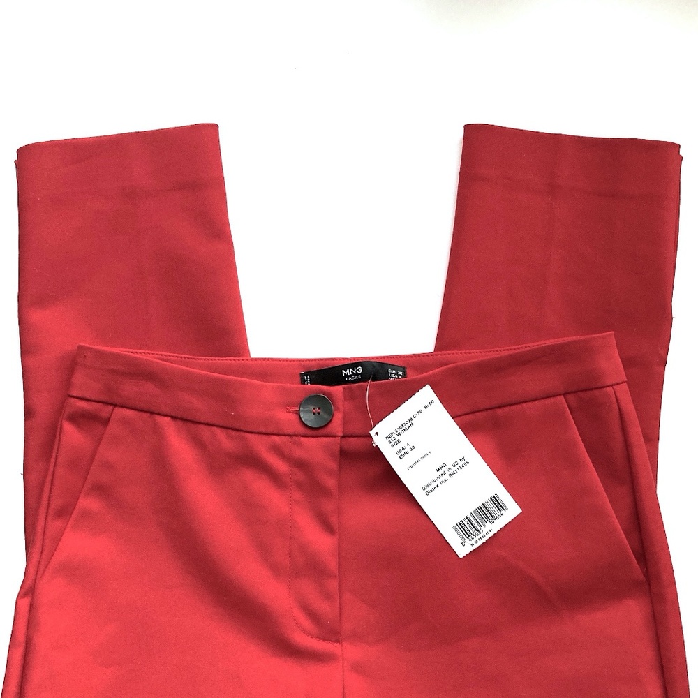 Mango / MNG Basics Red Slim Pants sz 4 NEW